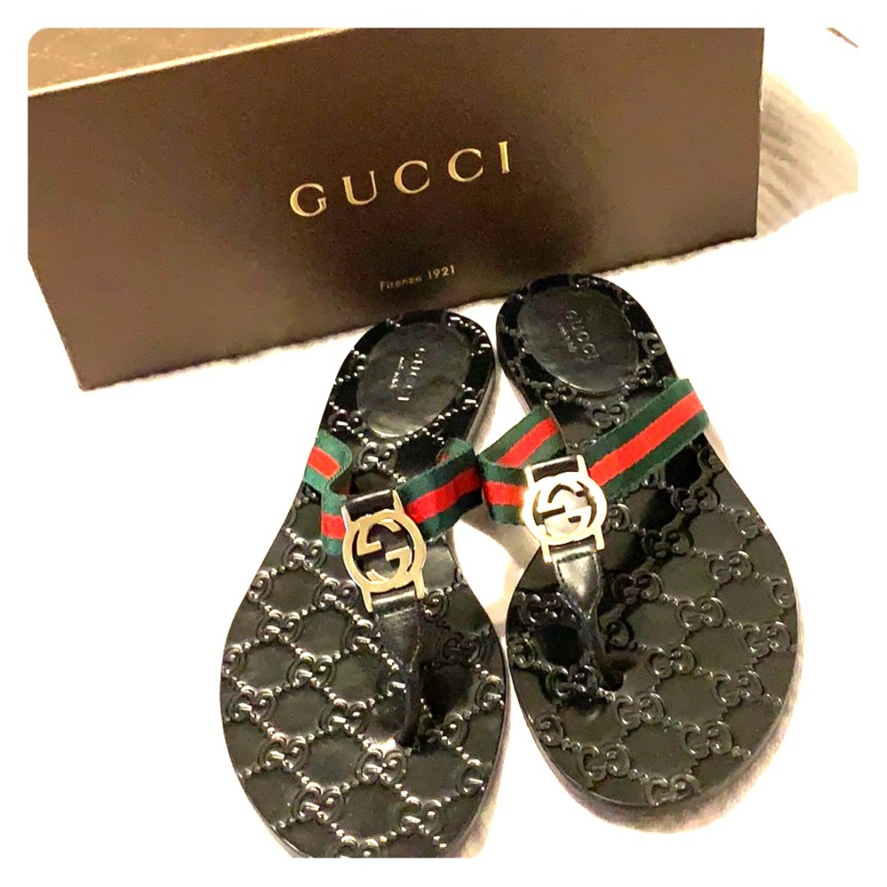 Authentic Gucci thong web sandals